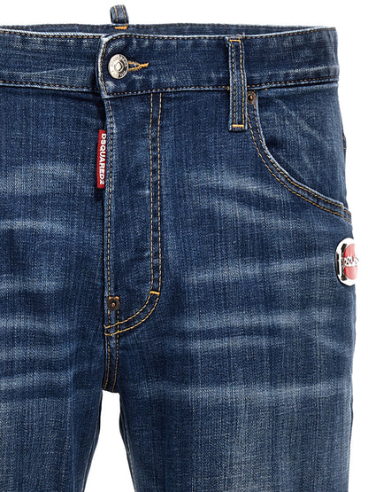 Dsquared Jean en coton bleu à coupe ample