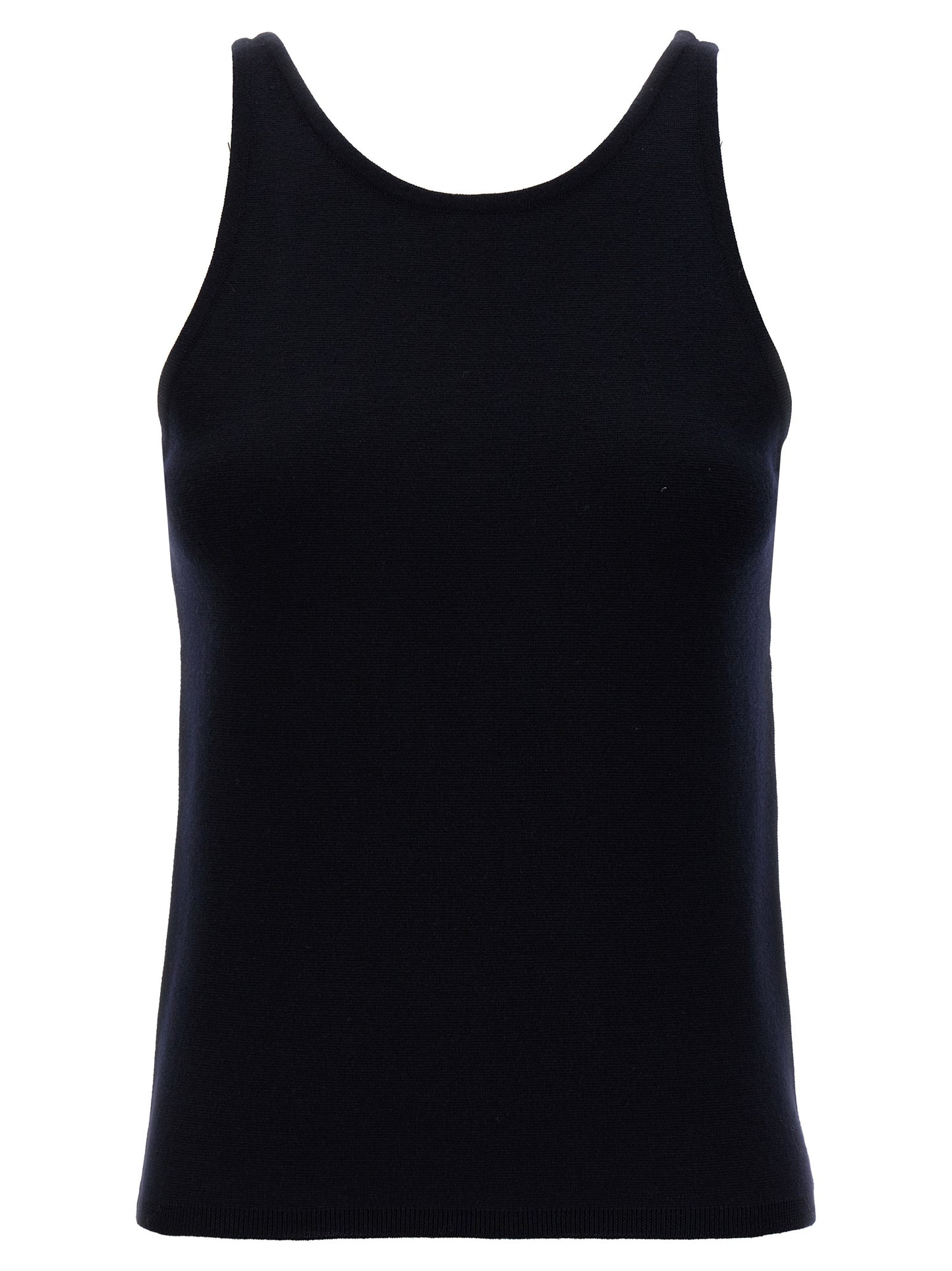Max Mara Tops sin Mangas de Lana Virgen Azules