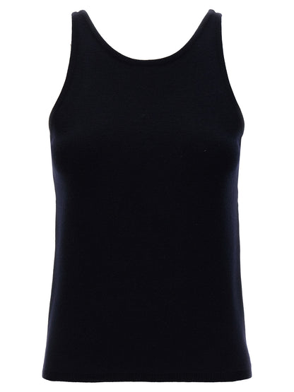 Max Mara Tops sin Mangas de Lana Virgen Azules