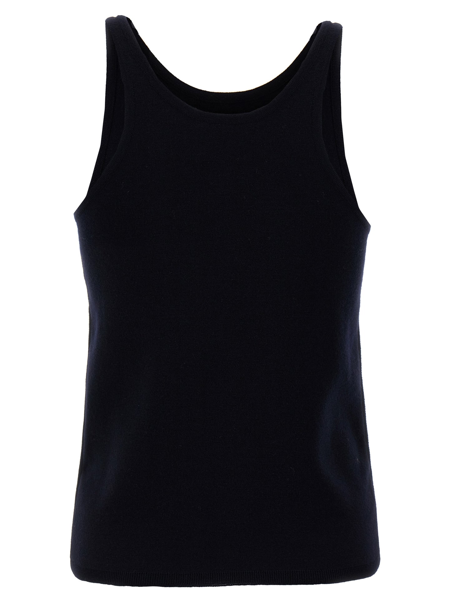 Max Mara Tops sin Mangas de Lana Virgen Azules
