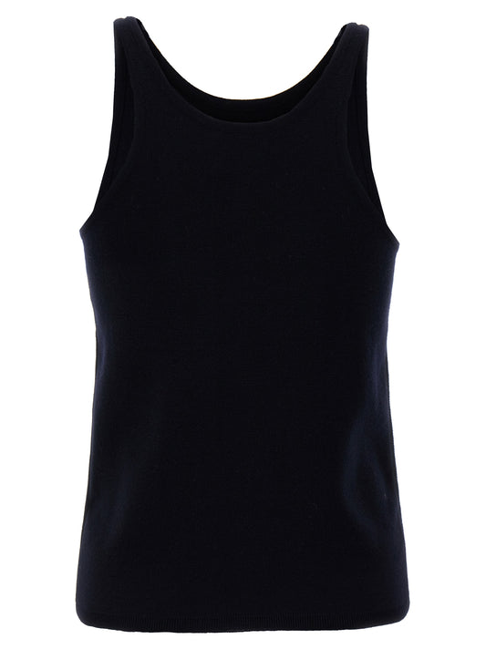 Max Mara Tops sin Mangas de Lana Virgen Azules