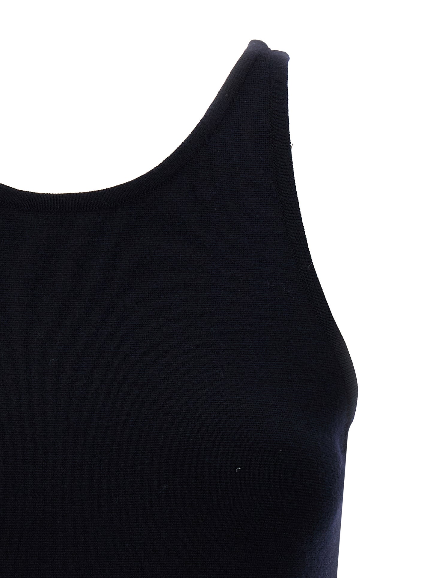 Max Mara Tops sin Mangas de Lana Virgen Azules