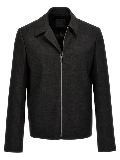 Veste zippée en laine vierge grise Givenchy