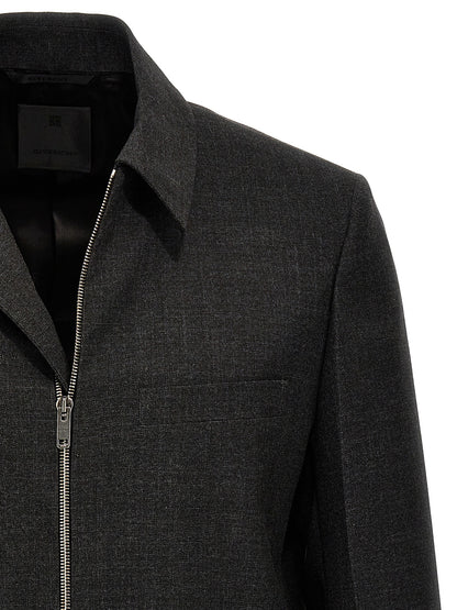 Veste zippée en laine vierge grise Givenchy