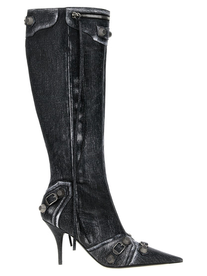 Bottes Balenciaga noires en cuir d'agneau au-dessus du genou