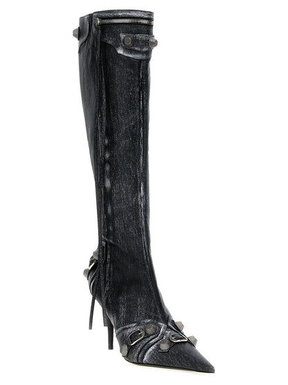 Bottes Balenciaga noires en cuir d'agneau au-dessus du genou