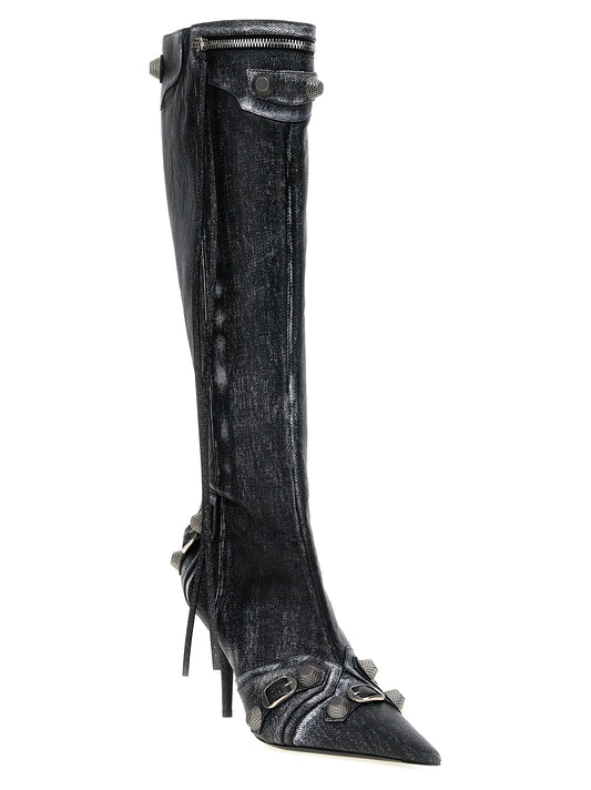 Balenciaga Botas Mosqueteras de Cuero de Cordero Negras