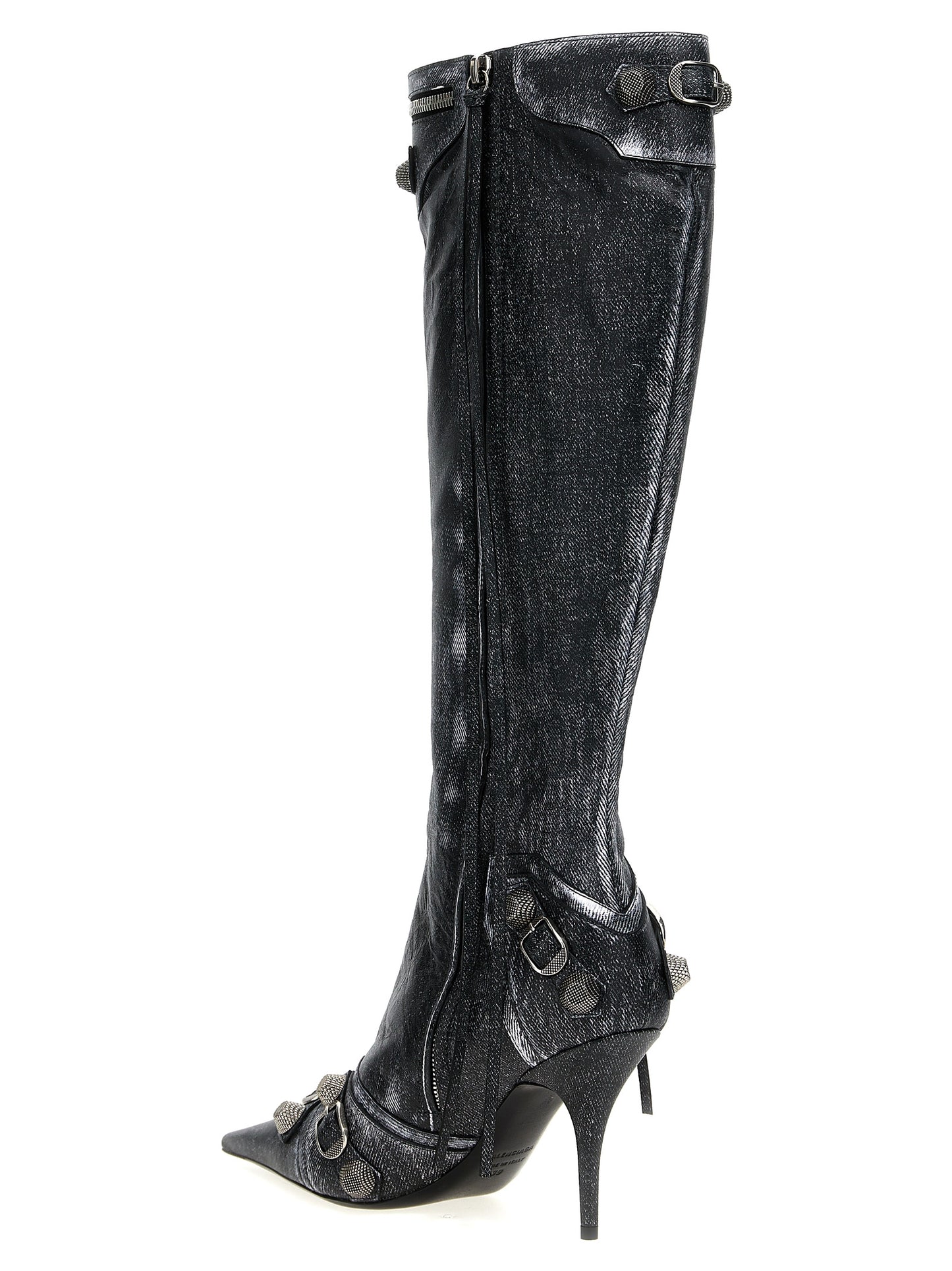 Bottes Balenciaga noires en cuir d'agneau au-dessus du genou