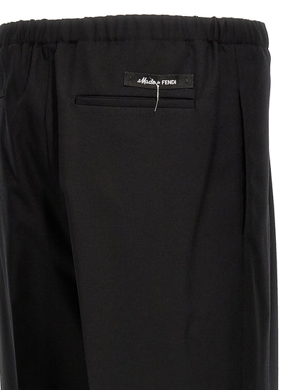 Fendi Pantalones De Vestir Negro De Lana Virgen