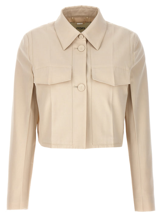Chaqueta larga Fendi de lana beige
