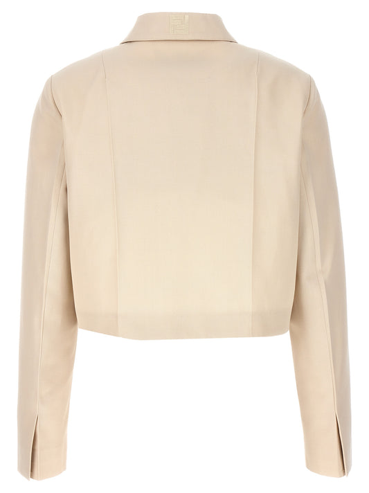 Chaqueta larga Fendi de lana beige