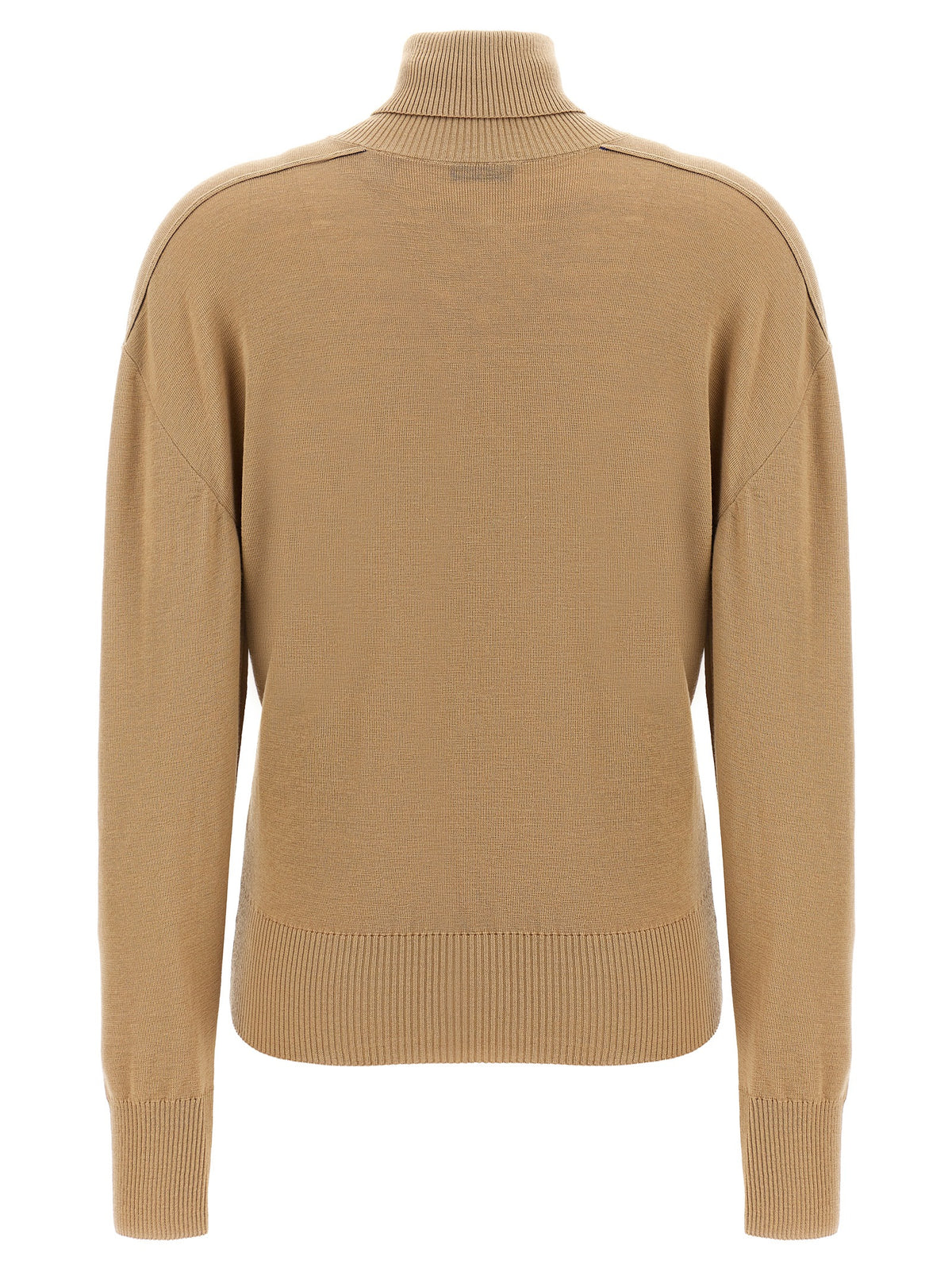 Burberry Beige Wool Cardigan with Intarsia Finish