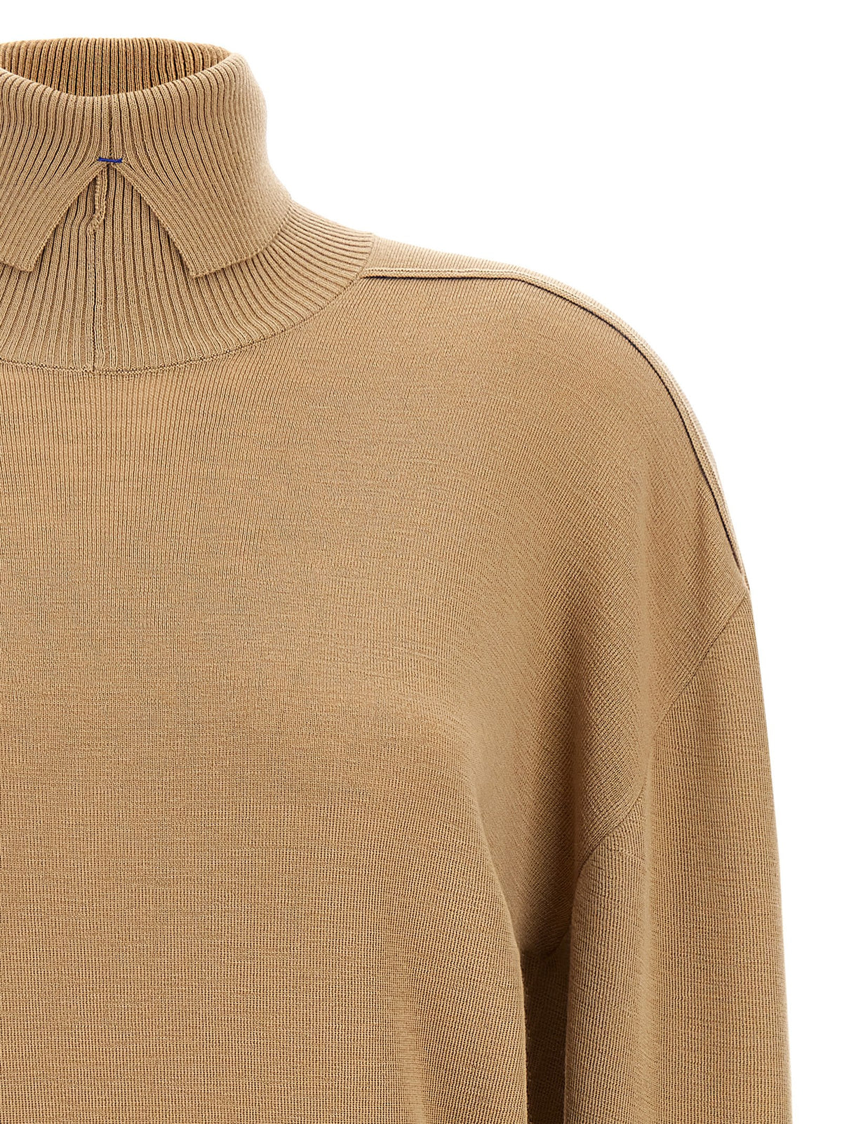 Burberry Beige Wool Cardigan with Intarsia Finish