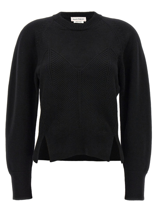 Cárdigan de lana negra Alexander McQueen