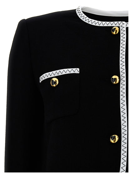 Chaqueta Moschino Bicolar De Viscosa Con Largo Completo