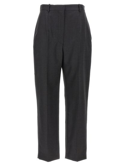 Alexander McQueen Pantalones De Lana Gris Con Corte Recto