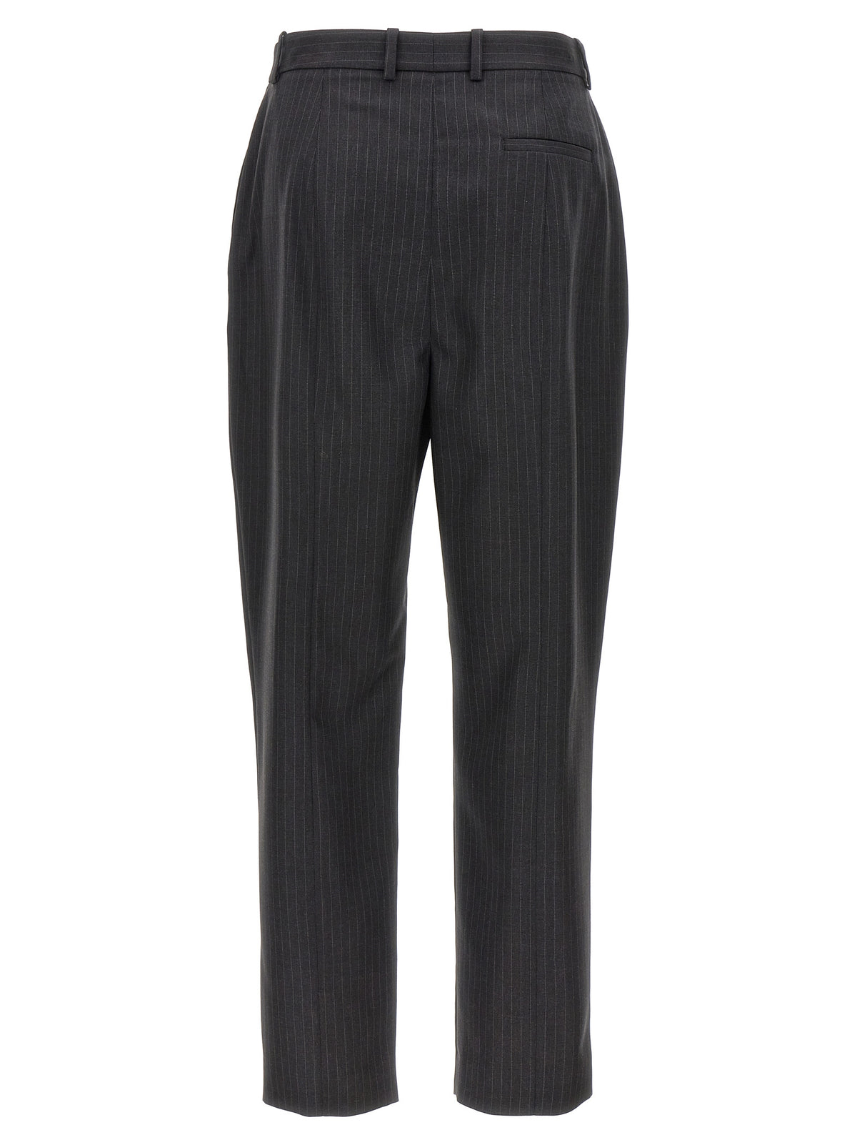 Alexander McQueen Pantalones De Lana Gris Con Corte Recto