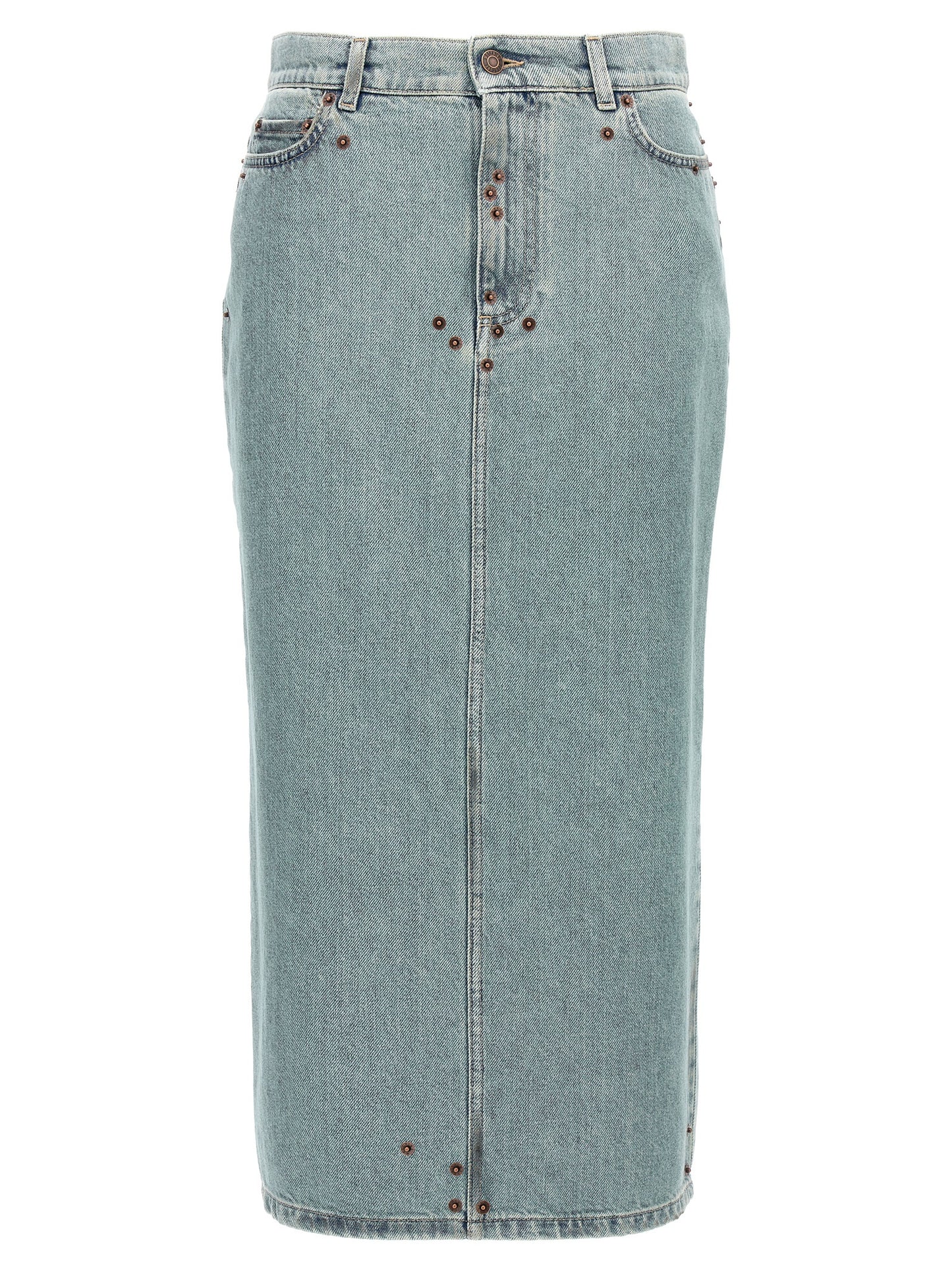 Falda midi de algodón azul Moschino