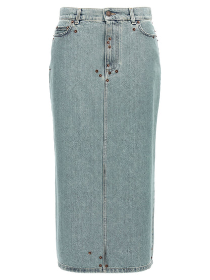 Falda midi de algodón azul Moschino