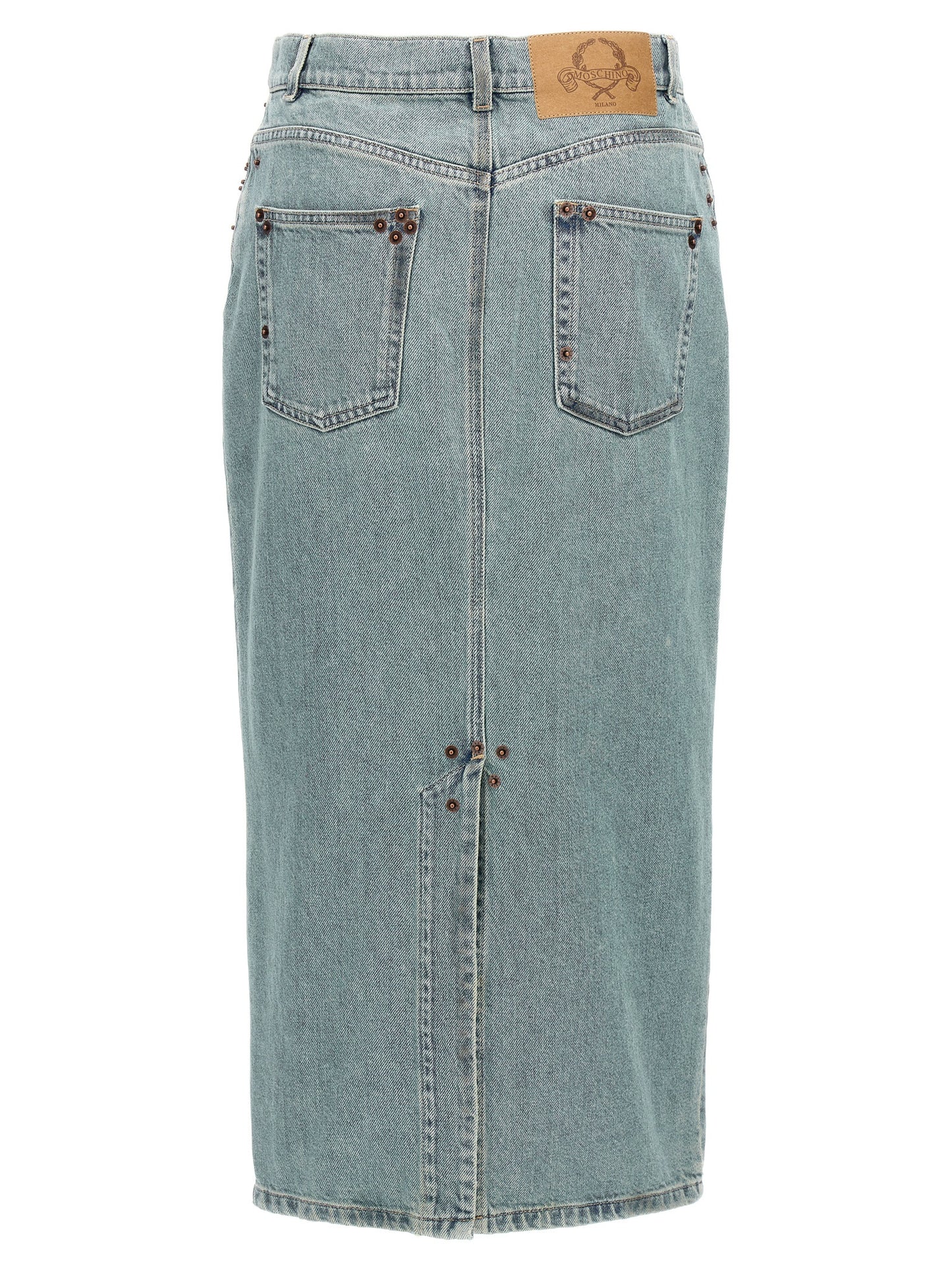Falda midi de algodón azul Moschino