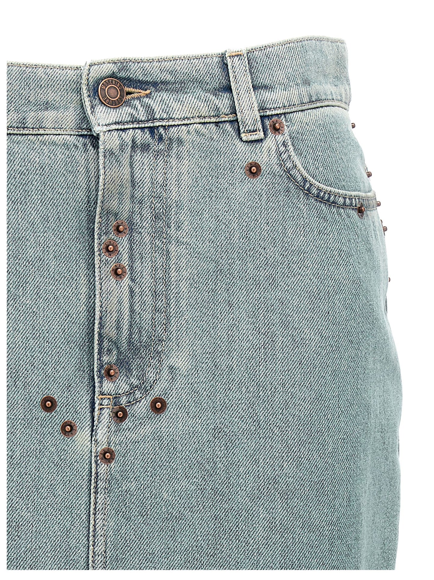 Falda midi de algodón azul Moschino
