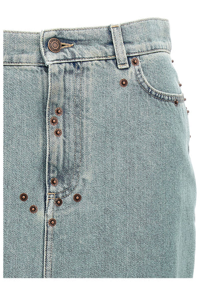 Falda midi de algodón azul Moschino