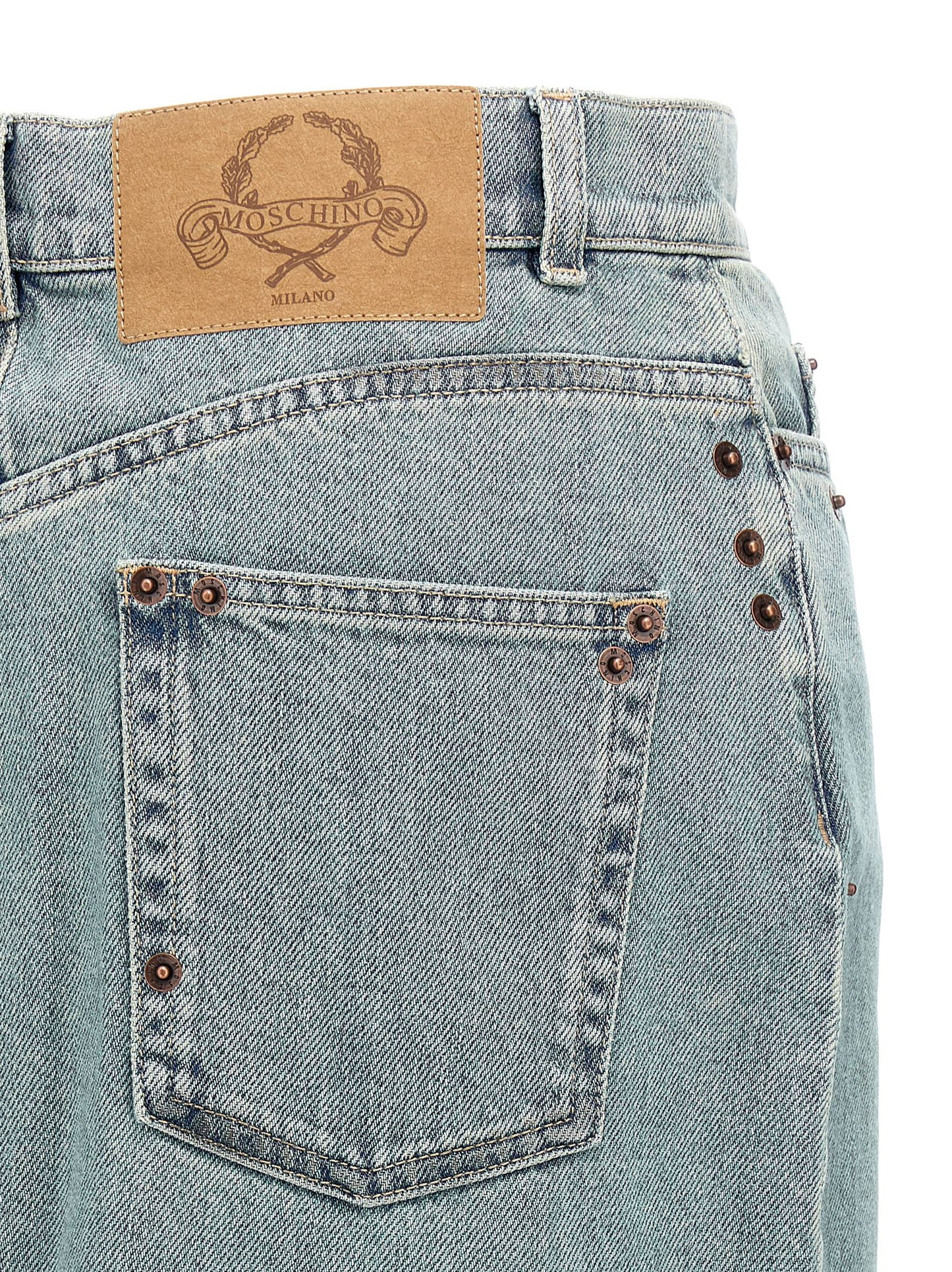 Falda midi de algodón azul Moschino
