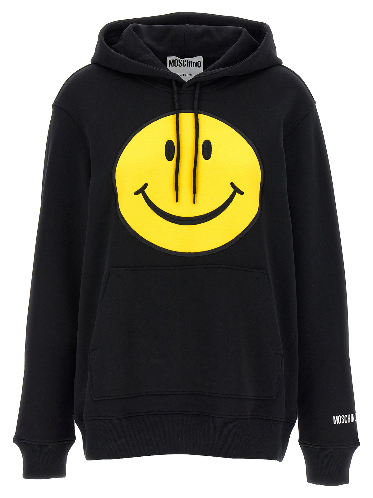 Sweat-shirt Moschino en coton noir avec broderie frontale