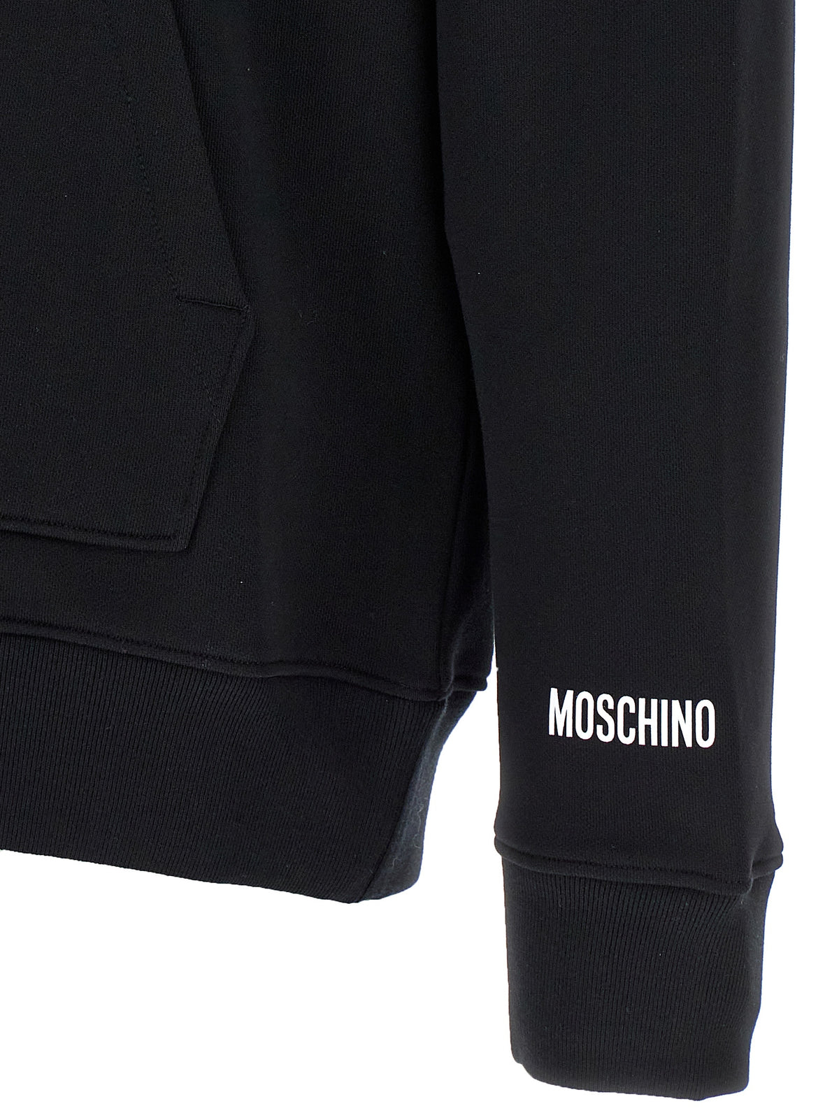 Sweat-shirt Moschino en coton noir avec broderie frontale
