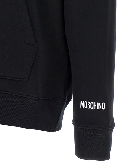 Sweat-shirt Moschino en coton noir avec broderie frontale