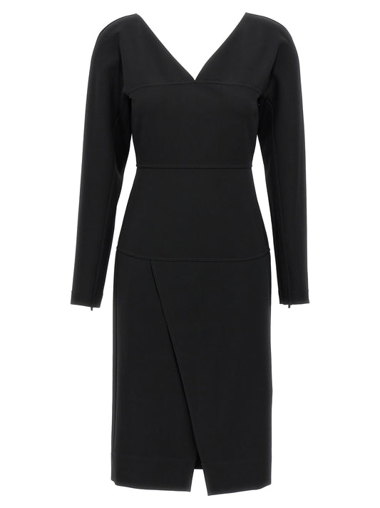 Vestido midi de viscosa negro Fendi