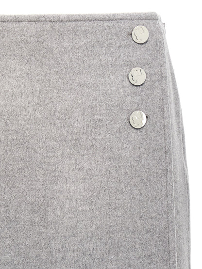 Falda larga de lana gris Tory Burch