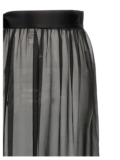 Minifalda Negra De Seda Dolce & Gabbana Con Cinturón Satinado