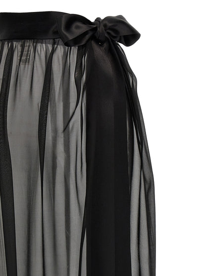 Minifalda Negra De Seda Dolce & Gabbana Con Cinturón Satinado