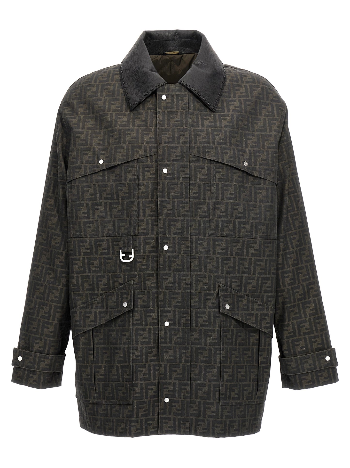 Chaqueta larga Fendi de poliéster marrón