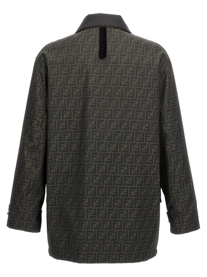 Chaqueta larga Fendi de poliéster marrón
