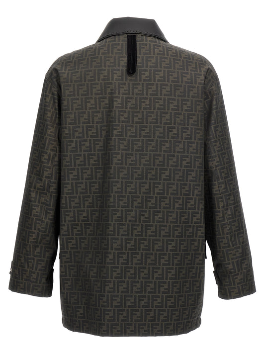 Chaqueta larga Fendi de poliéster marrón