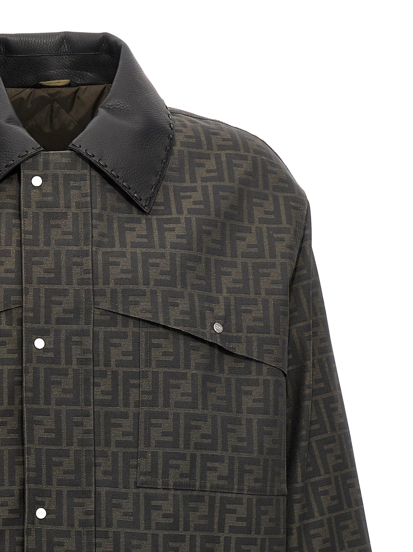Chaqueta larga Fendi de poliéster marrón