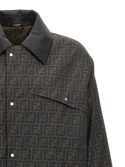 Chaqueta larga Fendi de poliéster marrón