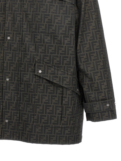 Chaqueta larga Fendi de poliéster marrón