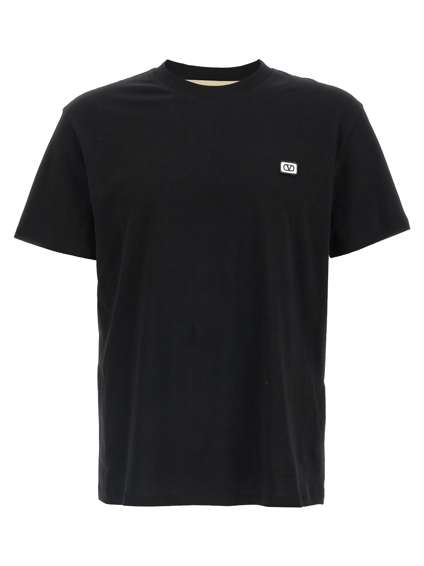 T-shirt Valentino Garavani En Coton Noir Avec VLogo Avant