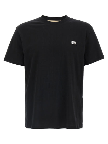 T-shirt Valentino Garavani En Coton Noir Avec VLogo Avant