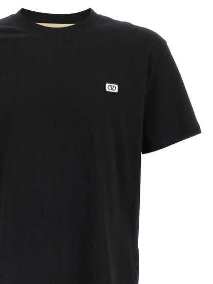 T-shirt Valentino Garavani En Coton Noir Avec VLogo Avant