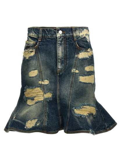 Jupe longue en coton bleu Marc Jacobs