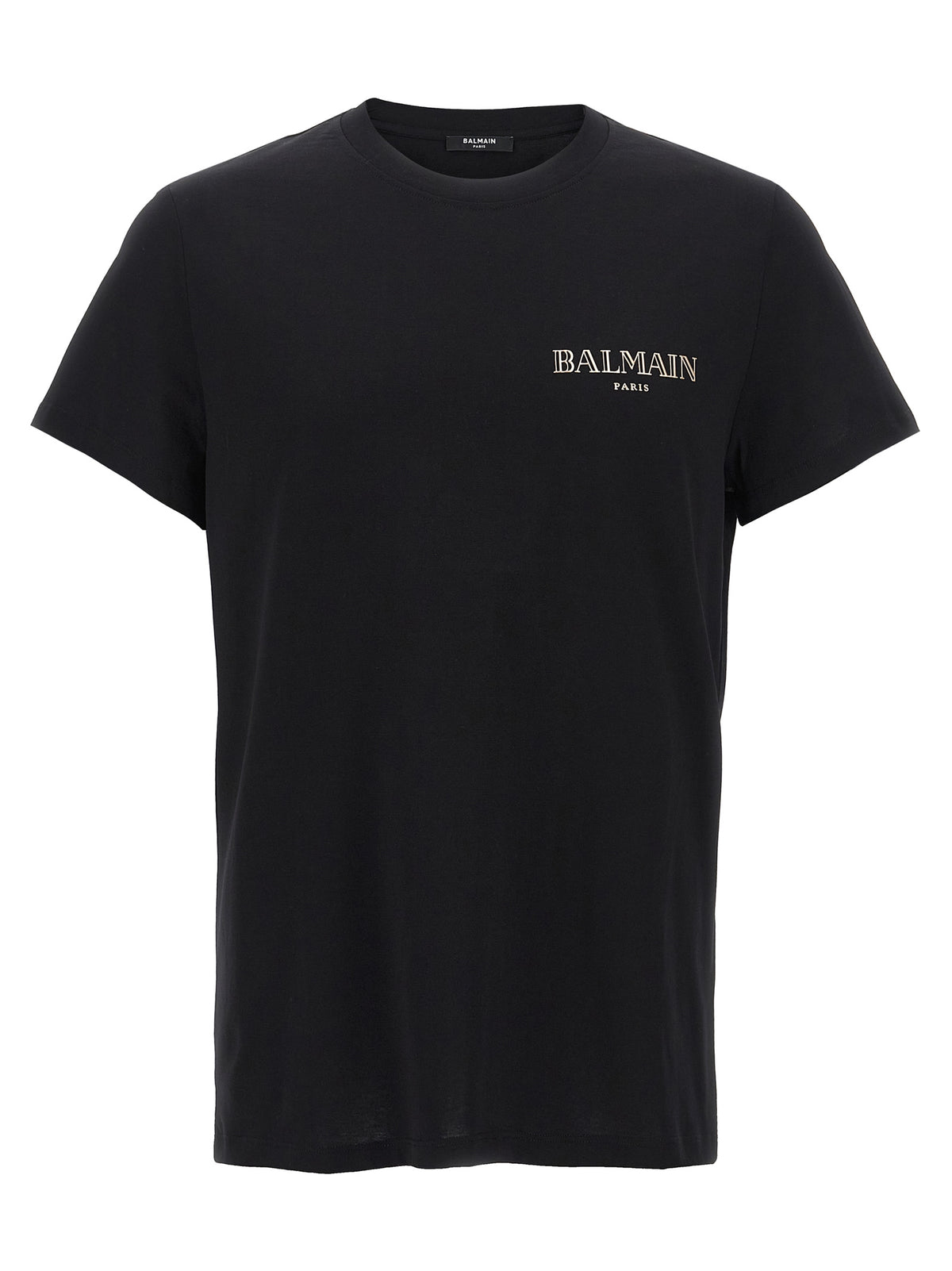 Camiseta De Manga Corta De Algodón Orgánico Negro Balmain