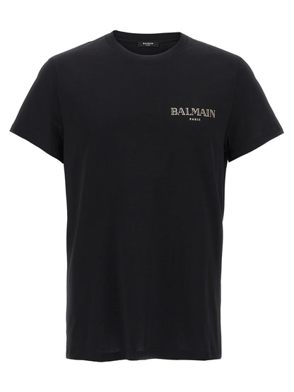Camiseta De Manga Corta De Algodón Orgánico Negro Balmain