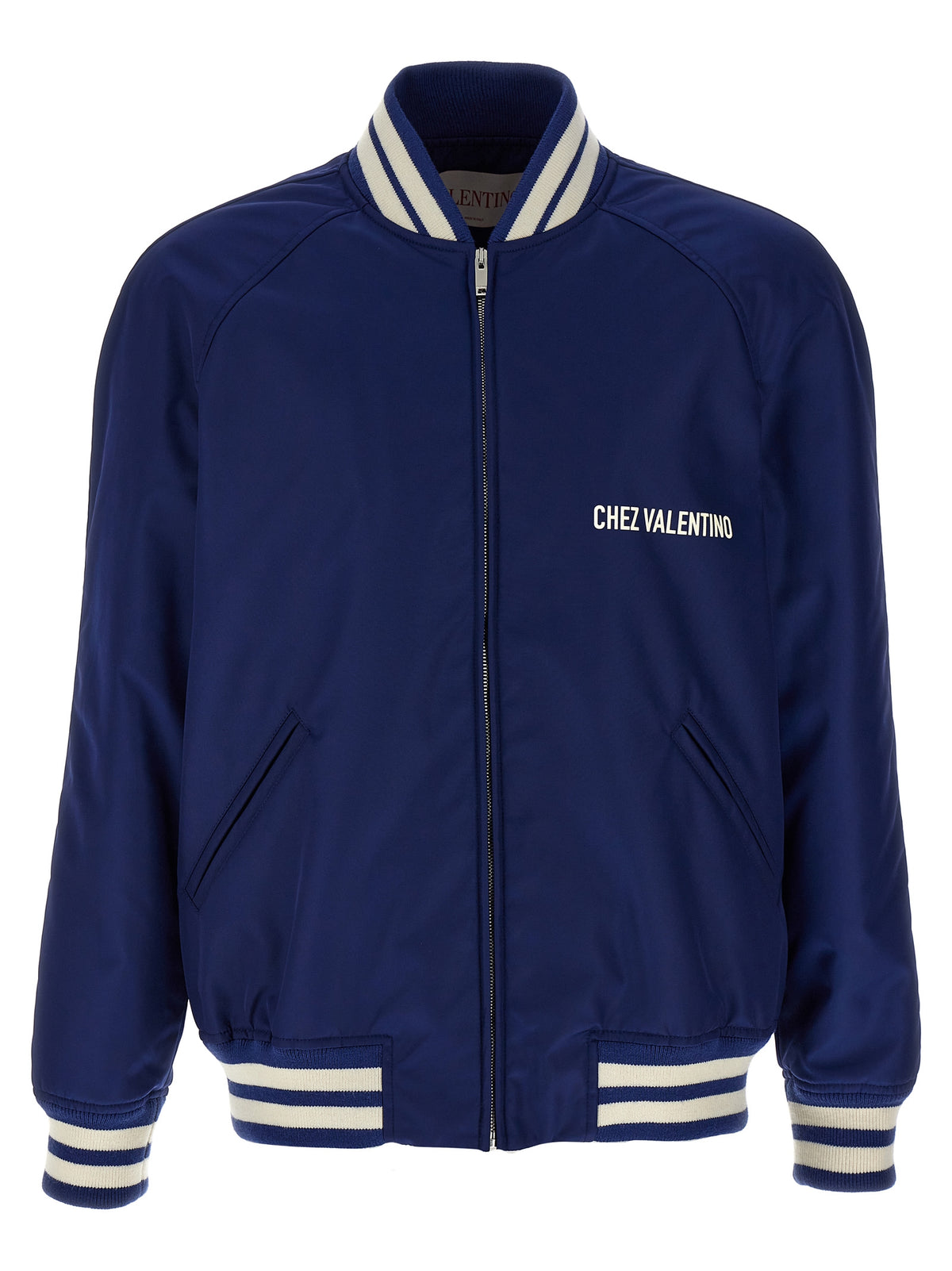 Valentino Garavani Chaqueta Bomber Azul En Poliamida Ligera