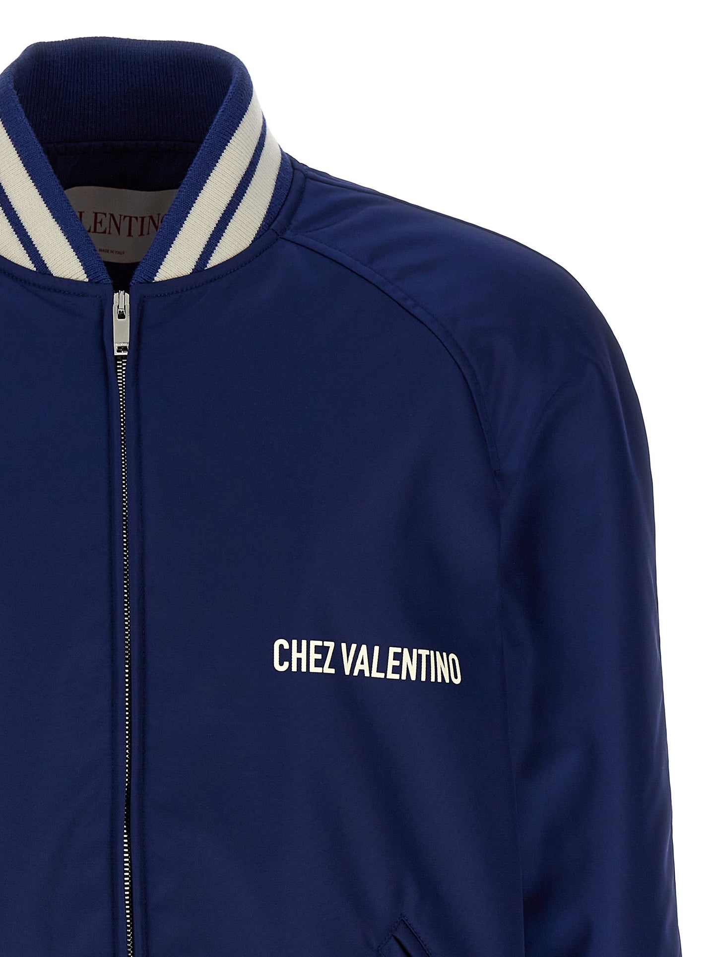Valentino Garavani Chaqueta Bomber Azul En Poliamida Ligera