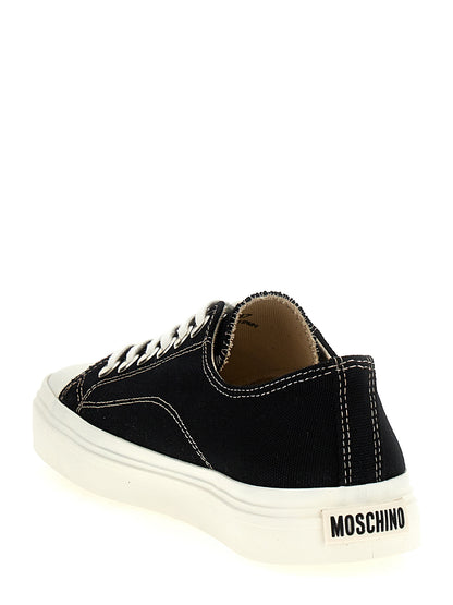 Zapatillas Moschino De Algodón De Corte Bajo Negras