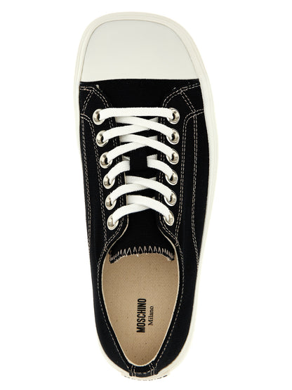 Zapatillas Moschino De Algodón De Corte Bajo Negras